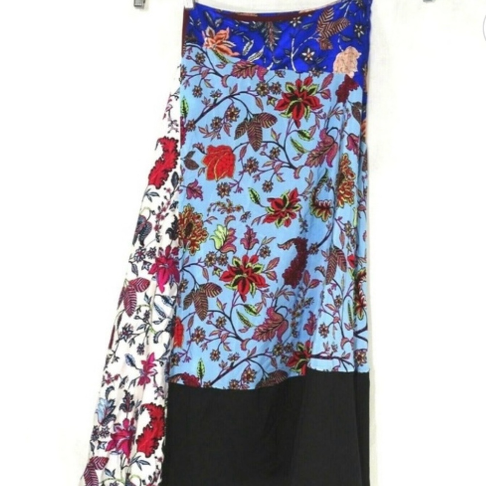 ❤️ Diane Von Furstenberg Silk floral multicolored Bias Draped Panel Skirt